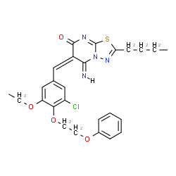 ChemSpider 2D Image | (5Z,6E)-2-Butyl-6-[3-chloro-5-ethoxy-4-(2-phenoxyethoxy)benzylidene]-5-imino-5,6-dihydro-7H-[1,3,4]thiadiazolo[3,2-a]pyrimidin-7-one | C26H27ClN4O4S
