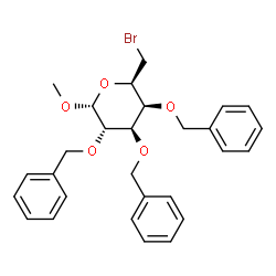 ChemSpider 2D Image | Methyl 2,3,4-tri-O-benzyl-6-bromo-6-deoxy-alpha-L-galactopyranoside | C28H31BrO5