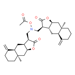 ChemSpider 2D Image | (3S,3aR,4aR,8aR,9aS,3'S,3a'S,4a'R,8a'R,9a'S)-3,3'-[(Acetoxyimino)bis(methylene)]bis(8a-methyl-5-methylenedecahydronaphtho[2,3-b]furan-2(3H)-one) | C32H45NO6
