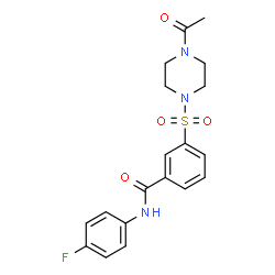 ChemSpider 2D Image | 3-[(4-Acetyl-1-piperazinyl)sulfonyl]-N-(4-fluorophenyl)benzamide | C19H20FN3O4S