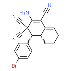 ChemSpider 2D Image | (4R,4aR)-2-Amino-4-(4-bromophenyl)-4a,5,6,7-tetrahydro-1,3,3(4H)-naphthalenetricarbonitrile | C19H15BrN4