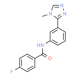 ChemSpider 2D Image | 4-Fluoro-N-[3-(4-methyl-4H-1,2,4-triazol-3-yl)phenyl]benzamide | C16H13FN4O