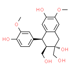 ChemSpider 2D Image | (2S,3R,4S)-4-(4-Hydroxy-3-methoxyphenyl)-2,3-bis(hydroxymethyl)-7-methoxy-1,2,3,4-tetrahydro-2,6-naphthalenediol | C20H24O7