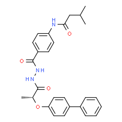 ChemSpider 2D Image | N-[4-({2-[(2R)-2-(4-Biphenylyloxy)propanoyl]hydrazino}carbonyl)phenyl]-3-methylbutanamide | C27H29N3O4