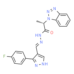 ChemSpider 2D Image | (2S)-2-(1H-Benzotriazol-1-yl)-N'-{(E)-[3-(4-fluorophenyl)-1H-pyrazol-4-yl]methylene}propanehydrazide | C19H16FN7O