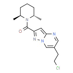 ChemSpider 2D Image | [6-(2-Chloroethyl)pyrazolo[1,5-a]pyrimidin-2-yl][(2S,6S)-2,6-dimethyl-1-piperidinyl]methanone | C16H21ClN4O