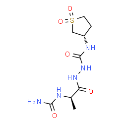 ChemSpider 2D Image | 2-[(2R)-2-(Carbamoylamino)propanoyl]-N-[(3S)-1,1-dioxidotetrahydro-3-thiophenyl]hydrazinecarboxamide (non-preferred name) | C9H17N5O5S