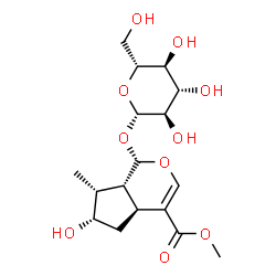 ChemSpider 2D Image | Methyl (4aS,6S,7R,7aR)-1-(beta-D-glucopyranosyloxy)-6-hydroxy-7-methyl-1,4a,5,6,7,7a-hexahydrocyclopenta[c]pyran-4-carboxylate | C17H26O10