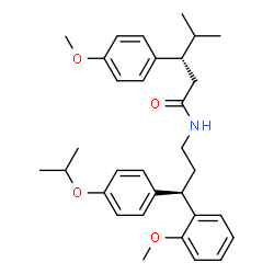 ChemSpider 2D Image | (3S)-N-[(3R)-3-(4-Isopropoxyphenyl)-3-(2-methoxyphenyl)propyl]-3-(4-methoxyphenyl)-4-methylpentanamide | C32H41NO4