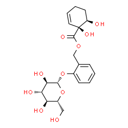 ChemSpider 2D Image | 2-(beta-D-Glucopyranosyloxy)benzyl (1S,6R)-1,6-dihydroxy-2-cyclohexene-1-carboxylate | C20H26O10
