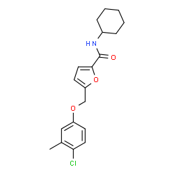ChemSpider 2D Image | 5-[(4-Chloro-3-methylphenoxy)methyl]-N-cyclohexyl-2-furamide | C19H22ClNO3