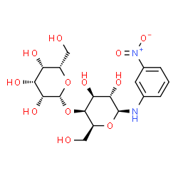 ChemSpider 2D Image | N-(3-Nitrophenyl)-4-O-beta-L-talopyranosyl-beta-L-galactopyranosylamine | C18H26N2O12