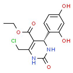 ChemSpider 2D Image | Ethyl (4S)-6-(chloromethyl)-4-(2,4-dihydroxyphenyl)-2-oxo-1,2,3,4-tetrahydro-5-pyrimidinecarboxylate | C14H15ClN2O5
