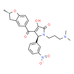 ChemSpider 2D Image | (5S)-1-[3-(Dimethylamino)propyl]-3-hydroxy-4-{[(2S)-2-methyl-2,3-dihydro-1-benzofuran-5-yl]carbonyl}-5-(3-nitrophenyl)-1,5-dihydro-2H-pyrrol-2-one | C25H27N3O6