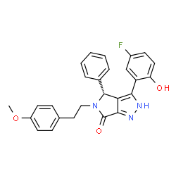 ChemSpider 2D Image | (4R)-3-(5-Fluoro-2-hydroxyphenyl)-5-[2-(4-methoxyphenyl)ethyl]-4-phenyl-4,5-dihydropyrrolo[3,4-c]pyrazol-6(1H)-one | C26H22FN3O3