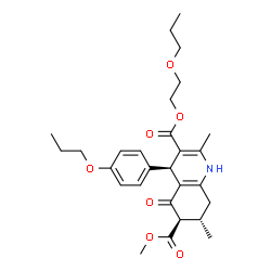 ChemSpider 2D Image | 6-Methyl 3-(2-propoxyethyl) (4R,6R,7S)-2,7-dimethyl-5-oxo-4-(4-propoxyphenyl)-1,4,5,6,7,8-hexahydro-3,6-quinolinedicarboxylate | C28H37NO7