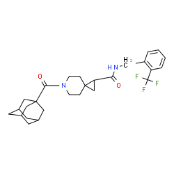 ChemSpider 2D Image | (1R)-6-[(3s,5s,7s)-Adamantan-1-ylcarbonyl]-N-[2-(trifluoromethyl)benzyl]-6-azaspiro[2.5]octane-1-carboxamide | C27H33F3N2O2