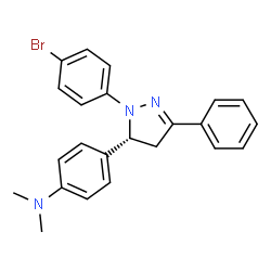 ChemSpider 2D Image | 4-[(5R)-1-(4-Bromophenyl)-3-phenyl-4,5-dihydro-1H-pyrazol-5-yl]-N,N-dimethylaniline | C23H22BrN3