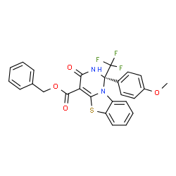 ChemSpider 2D Image | Benzyl (1R)-3-hydroxy-1-(4-methoxyphenyl)-1-(trifluoromethyl)-1H-pyrimido[6,1-b][1,3]benzothiazole-4-carboxylate | C26H19F3N2O4S