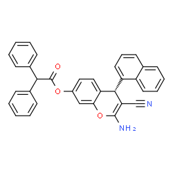 ChemSpider 2D Image | (4S)-2-Amino-3-cyano-4-(1-naphthyl)-4H-chromen-7-yl diphenylacetate | C34H24N2O3
