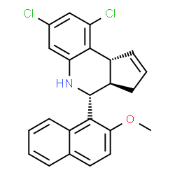 ChemSpider 2D Image | (3aR,4R,9bR)-7,9-Dichloro-4-(2-methoxy-1-naphthyl)-3a,4,5,9b-tetrahydro-3H-cyclopenta[c]quinoline | C23H19Cl2NO