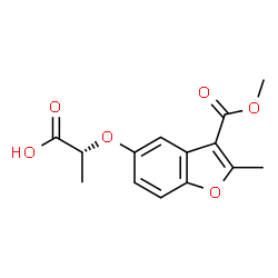 ChemSpider 2D Image | (2R)-2-{[3-(Methoxycarbonyl)-2-methyl-1-benzofuran-5-yl]oxy}propanoic acid | C14H14O6
