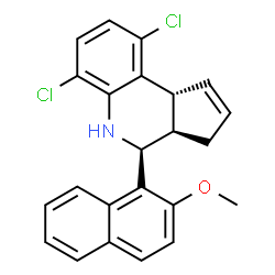 ChemSpider 2D Image | (3aR,4S,9bR)-6,9-Dichloro-4-(2-methoxy-1-naphthyl)-3a,4,5,9b-tetrahydro-3H-cyclopenta[c]quinoline | C23H19Cl2NO