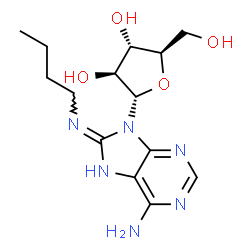 ChemSpider 2D Image | 9-(alpha-D-Arabinofuranosyl)-N~8~-butyl-9H-purine-6,8-diamine | C14H22N6O4