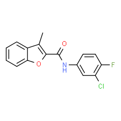 ChemSpider 2D Image | N-(3-Chloro-4-fluorophenyl)-3-methyl-1-benzofuran-2-carboxamide | C16H11ClFNO2
