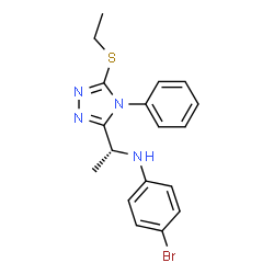 ChemSpider 2D Image | 4-Bromo-N-{(1R)-1-[5-(ethylsulfanyl)-4-phenyl-4H-1,2,4-triazol-3-yl]ethyl}aniline | C18H19BrN4S