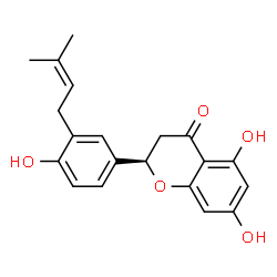 ChemSpider 2D Image | (2R)-5,7-Dihydroxy-2-[4-hydroxy-3-(3-methyl-2-buten-1-yl)phenyl]-2,3-dihydro-4H-chromen-4-one | C20H20O5