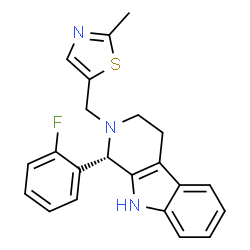 ChemSpider 2D Image | (1S)-1-(2-Fluorophenyl)-2-[(2-methyl-1,3-thiazol-5-yl)methyl]-2,3,4,9-tetrahydro-1H-beta-carboline | C22H20FN3S