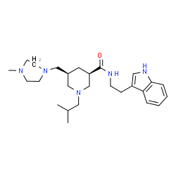 ChemSpider 2D Image | (3R,5S)-N-[2-(1H-Indol-3-yl)ethyl]-1-isobutyl-5-[(4-methyl-1-piperazinyl)methyl]-3-piperidinecarboxamide | C26H41N5O