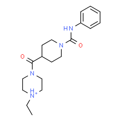ChemSpider 2D Image | 1-Ethyl-4-{[1-(phenylcarbamoyl)-4-piperidinyl]carbonyl}piperazin-1-ium | C19H29N4O2