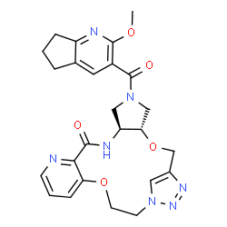 ChemSpider 2D Image | (4S,8S)-6-[(2-Methoxy-6,7-dihydro-5H-cyclopenta[b]pyridin-3-yl)carbonyl]-3,17-dioxa-6,9,12,20,21,22-hexaazatetracyclo[18.2.1.0~4,8~.0~11,16~]tricosa-1(23),11,13,15,21-pentaen-10-one | C25H27N7O5