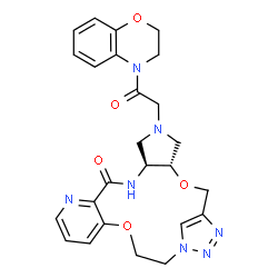 ChemSpider 2D Image | (4S,8S)-6-[2-(2,3-Dihydro-4H-1,4-benzoxazin-4-yl)-2-oxoethyl]-3,17-dioxa-6,9,12,20,21,22-hexaazatetracyclo[18.2.1.0~4,8~.0~11,16~]tricosa-1(23),11,13,15,21-pentaen-10-one | C25H27N7O5