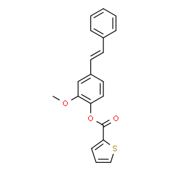 ChemSpider 2D Image | 2-Methoxy-4-[(E)-2-phenylvinyl]phenyl 2-thiophenecarboxylate | C20H16O3S
