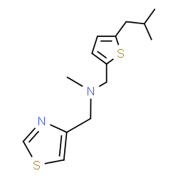 ChemSpider 2D Image | 1-(5-Isobutyl-2-thienyl)-N-methyl-N-(1,3-thiazol-4-ylmethyl)methanamine | C14H20N2S2