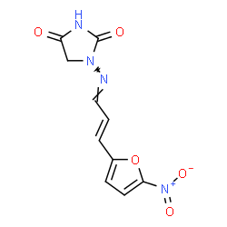 ChemSpider 2D Image | 1-{(E)-[(2E)-3-(5-Nitro-2-furyl)-2-propen-1-ylidene]amino}-2,4-imidazolidinedione | C10H8N4O5