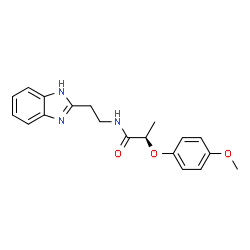 ChemSpider 2D Image | (2R)-N-[2-(1H-Benzimidazol-2-yl)ethyl]-2-(4-methoxyphenoxy)propanamide | C19H21N3O3