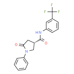 ChemSpider 2D Image | (3S)-5-Oxo-1-phenyl-N-[3-(trifluoromethyl)phenyl]-3-pyrrolidinecarboxamide | C18H15F3N2O2