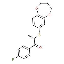 ChemSpider 2D Image | (2S)-2-(3,4-Dihydro-2H-1,5-benzodioxepin-7-ylsulfanyl)-1-(4-fluorophenyl)-1-propanone | C18H17FO3S