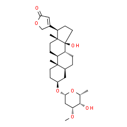 ChemSpider 2D Image | (3beta,5alpha)-3-[(2,6-Dideoxy-3-O-methyl-beta-D-lyxo-hexopyranosyl)oxy]-14-hydroxycard-20(22)-enolide | C30H46O7