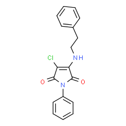 ChemSpider 2D Image | 3-Chloro-1-phenyl-4-[(2-phenylethyl)amino]-1H-pyrrole-2,5-dione | C18H15ClN2O2