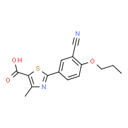ChemSpider 2D Image | 2-(3-Cyano-4-propoxyphenyl)-4-methyl-1,3-thiazole-5-carboxylic acid | C15H14N2O3S