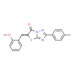 ChemSpider 2D Image | 5-(2-Methoxybenzylidene)-2-(4-methylphenyl)[1,3]thiazolo[3,2-b][1,2,4]triazol-6(5H)-one | C19H15N3O2S