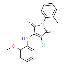 ChemSpider 2D Image | 3-Chloro-4-[(2-methoxyphenyl)amino]-1-(2-methylphenyl)-1H-pyrrole-2,5-dione | C18H15ClN2O3