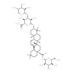ChemSpider 2D Image | 1-O-[(3beta)-3-{[3-O-(alpha-L-Arabinopyranosyl)-beta-D-glucopyranuronosyl]oxy}-28-oxoolean-12-en-28-yl]-beta-D-glucopyranose | C47H74O18