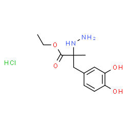ChemSpider 2D Image | Ethyl 3-(3,4-dihydroxyphenyl)-2-hydrazino-2-methylpropanoate hydrochloride (1:1) | C12H19ClN2O4