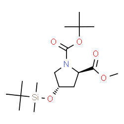ChemSpider 2D Image | 2-Methyl 1-(2-methyl-2-propanyl) (2R,4S)-4-{[dimethyl(2-methyl-2-propanyl)silyl]oxy}-1,2-pyrrolidinedicarboxylate | C17H33NO5Si